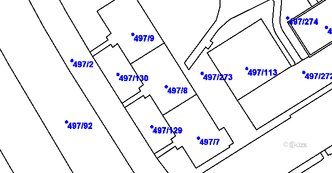 Parcela st. 497/8 v KÚ Ráj, Katastrální mapa