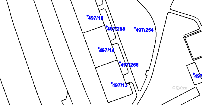 Parcela st. 497/14 v KÚ Ráj, Katastrální mapa