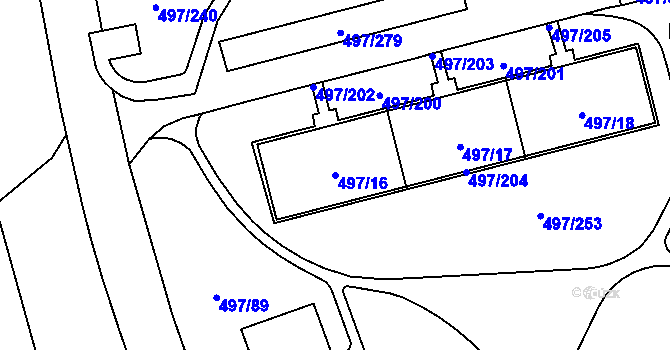 Parcela st. 497/16 v KÚ Ráj, Katastrální mapa