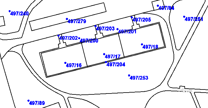 Parcela st. 497/17 v KÚ Ráj, Katastrální mapa
