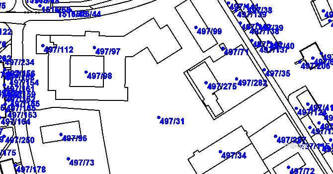 Parcela st. 497/31 v KÚ Ráj, Katastrální mapa
