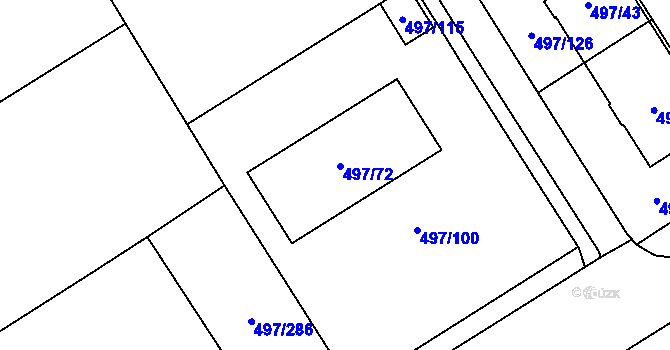 Parcela st. 497/72 v KÚ Ráj, Katastrální mapa