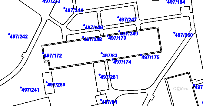 Parcela st. 497/83 v KÚ Ráj, Katastrální mapa