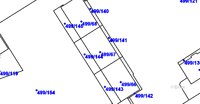 Parcela st. 499/67 v KÚ Ráj, Katastrální mapa