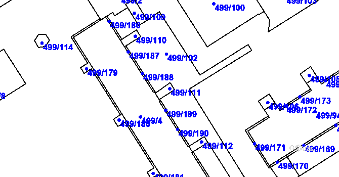 Parcela st. 499/111 v KÚ Ráj, Katastrální mapa