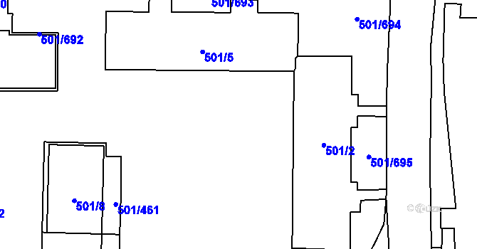 Parcela st. 501/4 v KÚ Ráj, Katastrální mapa