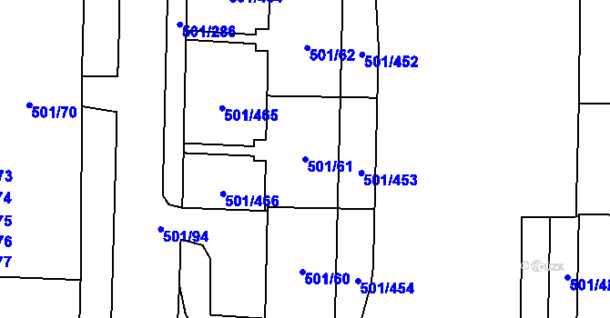 Parcela st. 501/61 v KÚ Ráj, Katastrální mapa