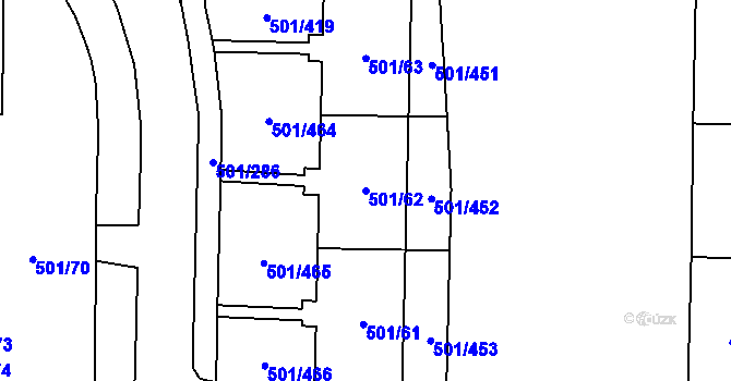 Parcela st. 501/62 v KÚ Ráj, Katastrální mapa