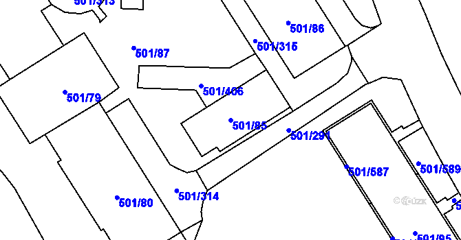 Parcela st. 501/85 v KÚ Ráj, Katastrální mapa