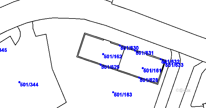 Parcela st. 501/162 v KÚ Ráj, Katastrální mapa