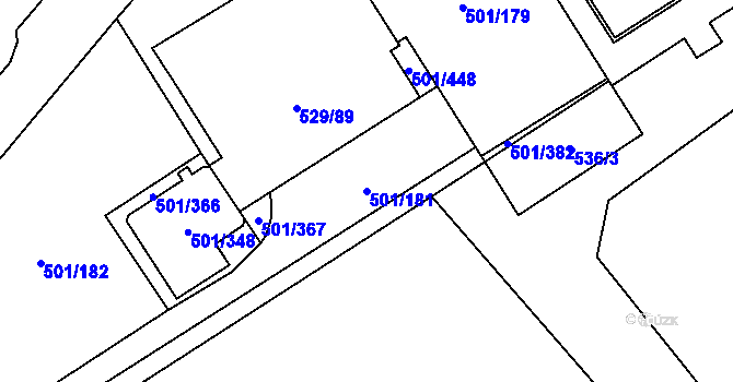 Parcela st. 501/181 v KÚ Ráj, Katastrální mapa