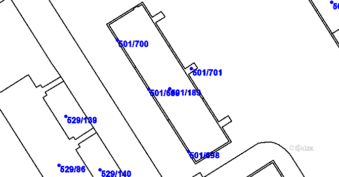 Parcela st. 501/189 v KÚ Ráj, Katastrální mapa