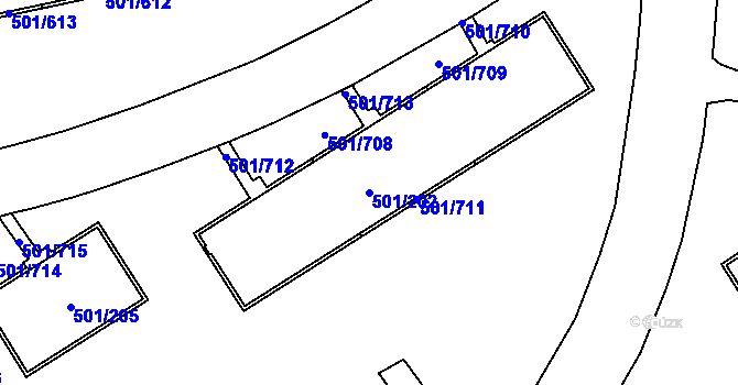 Parcela st. 501/202 v KÚ Ráj, Katastrální mapa