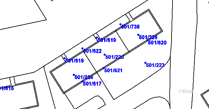 Parcela st. 501/225 v KÚ Ráj, Katastrální mapa