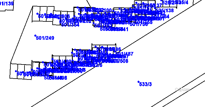 Parcela st. 501/296 v KÚ Ráj, Katastrální mapa