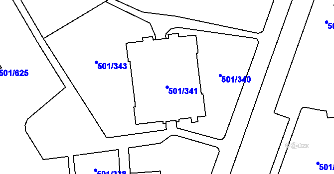 Parcela st. 501/341 v KÚ Ráj, Katastrální mapa