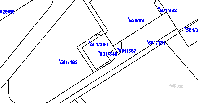 Parcela st. 501/348 v KÚ Ráj, Katastrální mapa