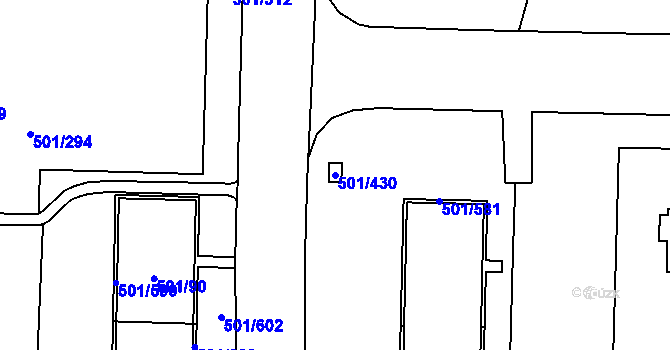 Parcela st. 501/430 v KÚ Ráj, Katastrální mapa