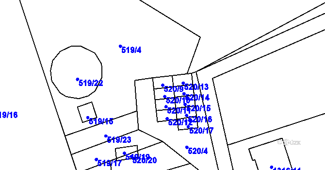 Parcela st. 520/9 v KÚ Ráj, Katastrální mapa