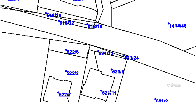 Parcela st. 521/13 v KÚ Ráj, Katastrální mapa