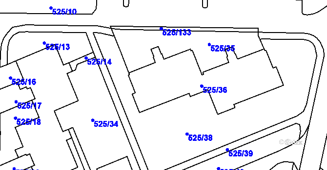 Parcela st. 525/36 v KÚ Ráj, Katastrální mapa