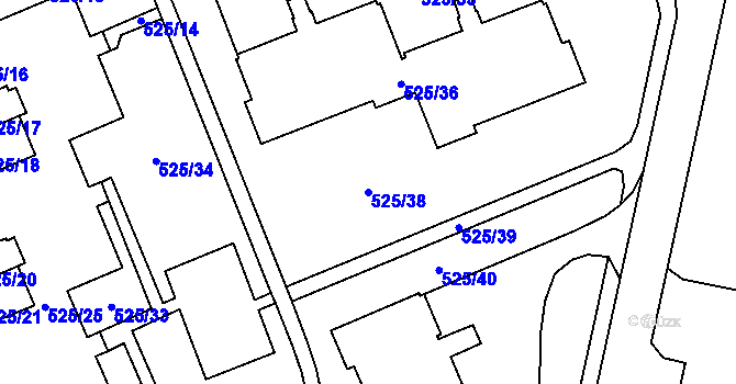 Parcela st. 525/38 v KÚ Ráj, Katastrální mapa