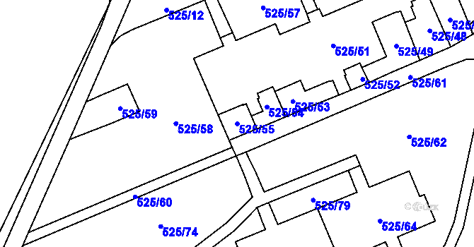 Parcela st. 525/55 v KÚ Ráj, Katastrální mapa