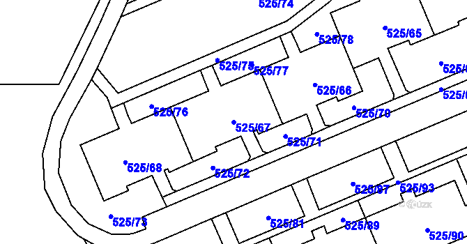 Parcela st. 525/67 v KÚ Ráj, Katastrální mapa