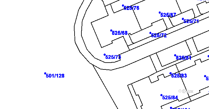 Parcela st. 525/73 v KÚ Ráj, Katastrální mapa