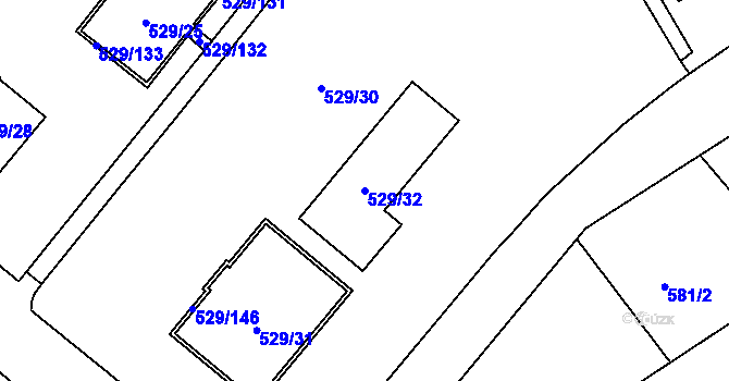 Parcela st. 529/32 v KÚ Ráj, Katastrální mapa