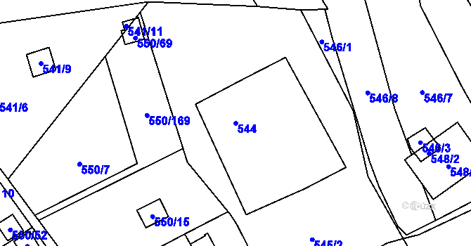 Parcela st. 544 v KÚ Ráj, Katastrální mapa