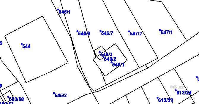 Parcela st. 546/3 v KÚ Ráj, Katastrální mapa