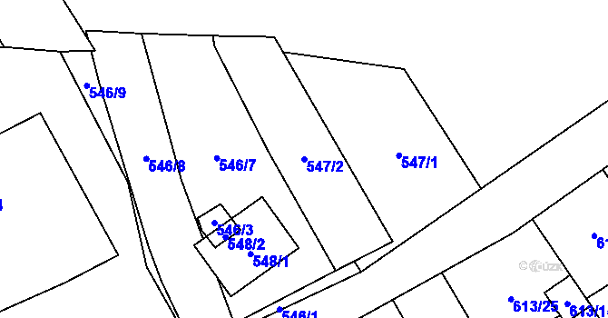 Parcela st. 547/2 v KÚ Ráj, Katastrální mapa