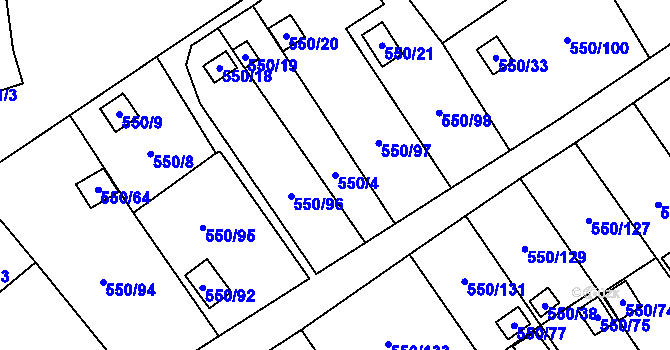 Parcela st. 550/4 v KÚ Ráj, Katastrální mapa