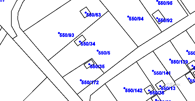 Parcela st. 550/5 v KÚ Ráj, Katastrální mapa