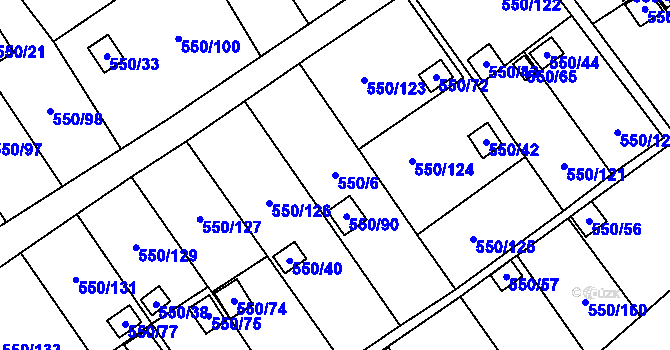 Parcela st. 550/6 v KÚ Ráj, Katastrální mapa
