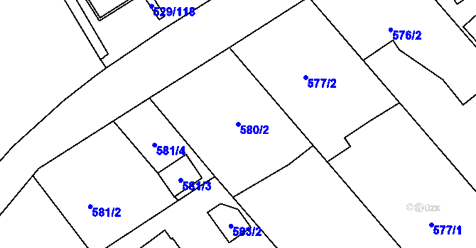 Parcela st. 580/2 v KÚ Ráj, Katastrální mapa