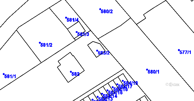 Parcela st. 583/2 v KÚ Ráj, Katastrální mapa