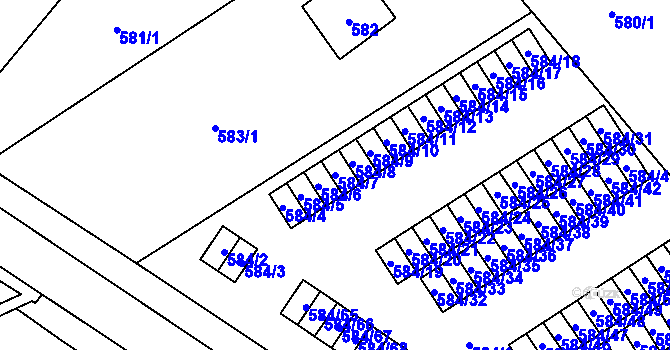 Parcela st. 584/7 v KÚ Ráj, Katastrální mapa