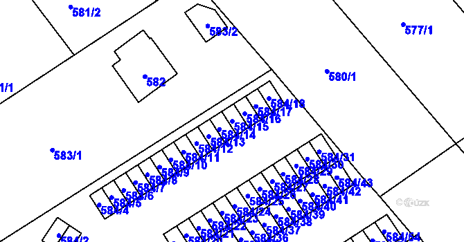 Parcela st. 584/15 v KÚ Ráj, Katastrální mapa