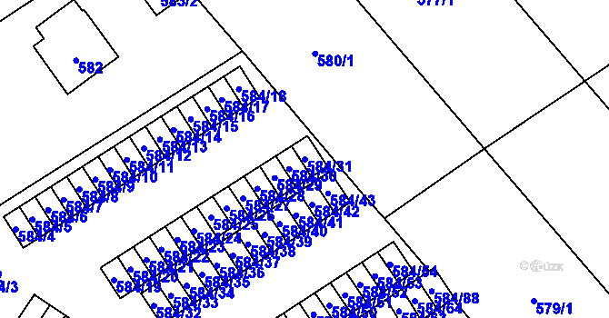Parcela st. 584/31 v KÚ Ráj, Katastrální mapa