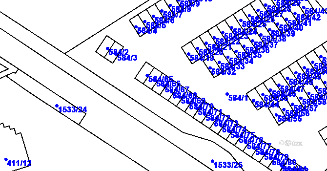 Parcela st. 584/67 v KÚ Ráj, Katastrální mapa