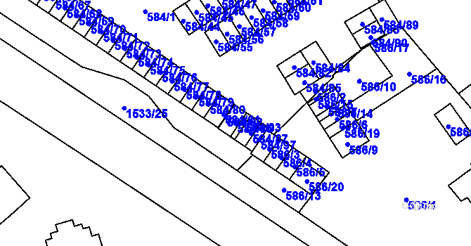 Parcela st. 584/86 v KÚ Ráj, Katastrální mapa