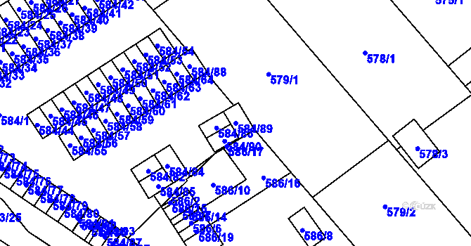 Parcela st. 584/89 v KÚ Ráj, Katastrální mapa