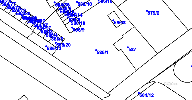 Parcela st. 586/1 v KÚ Ráj, Katastrální mapa