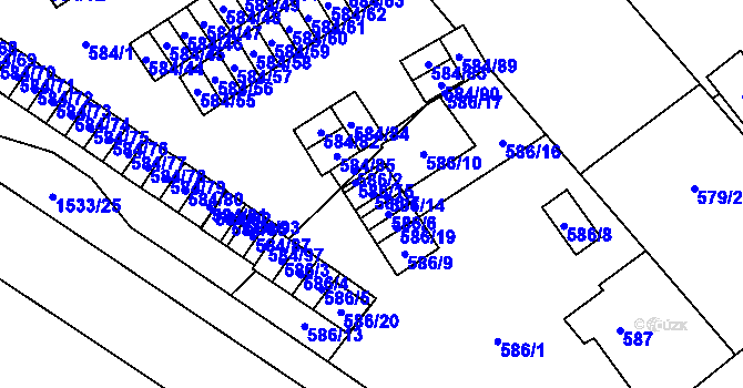 Parcela st. 586/7 v KÚ Ráj, Katastrální mapa