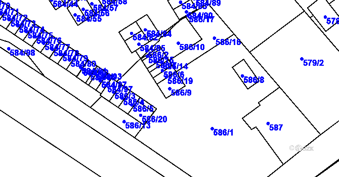 Parcela st. 586/9 v KÚ Ráj, Katastrální mapa