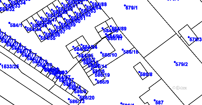 Parcela st. 586/10 v KÚ Ráj, Katastrální mapa