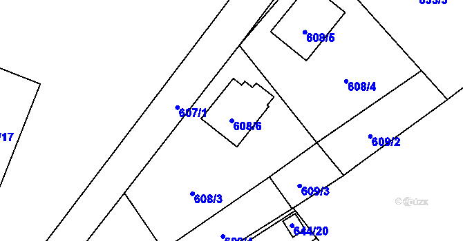 Parcela st. 608/6 v KÚ Ráj, Katastrální mapa