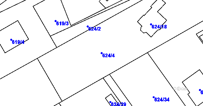 Parcela st. 624/4 v KÚ Ráj, Katastrální mapa
